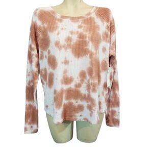 Sweet Romeo Mocha Tie-Dye Waffle Thermal Tee Size XL